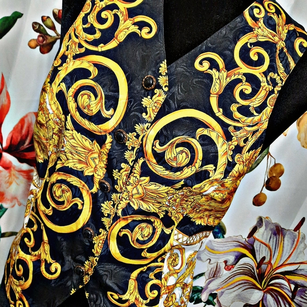 ~{Howard Wolf}~ Vintage fancy print silk style vest.